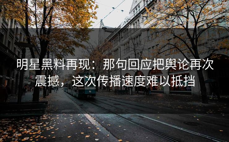 明星黑料再现:那句回应把舆论再次震撼,这次传播速度难以抵挡 明星黑料再现:那句回应把舆论再次震撼,这次传播速度难以抵挡