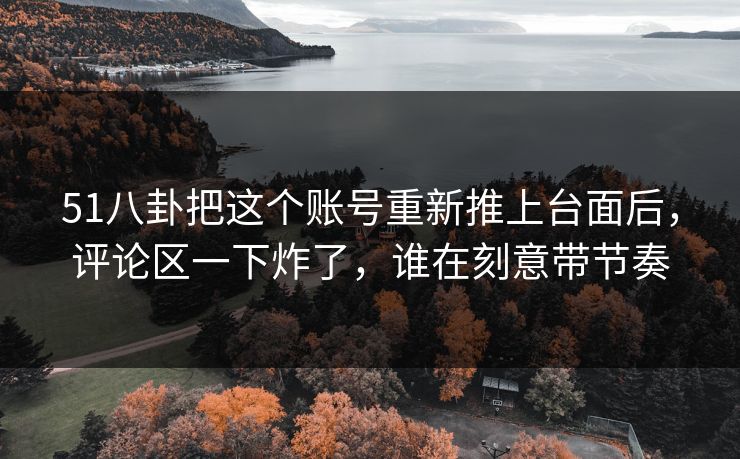 51八卦把这个账号重新推上台面后，评论区一下炸了，谁在刻意带节奏