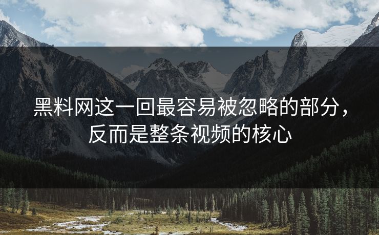 黑料网这一回最容易被忽略的部分,反而是整条视频的核心 黑料网这一回最容易被忽略的部分,反而是整条视频的核心