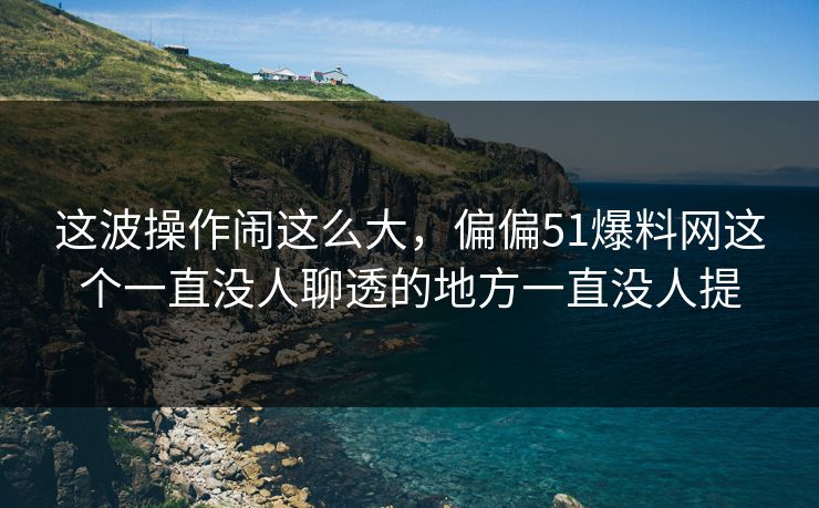 这波操作闹这么大，偏偏51爆料网这个一直没人聊透的地方一直没人提