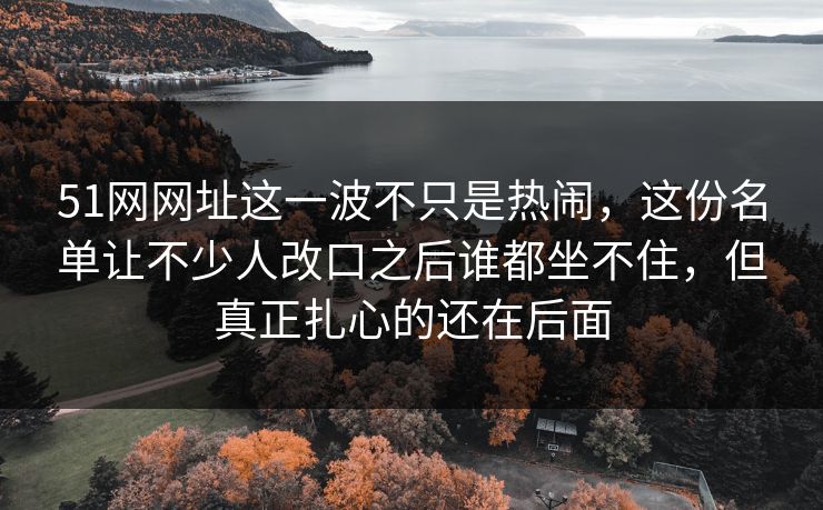 51网网址这一波不只是热闹，这份名单让不少人改口之后谁都坐不住，但真正扎心的还在后面