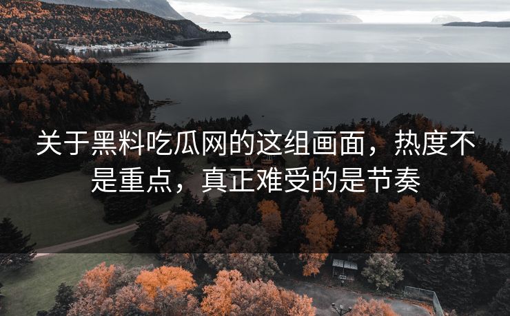 关于黑料吃瓜网的这组画面，热度不是重点，真正难受的是节奏